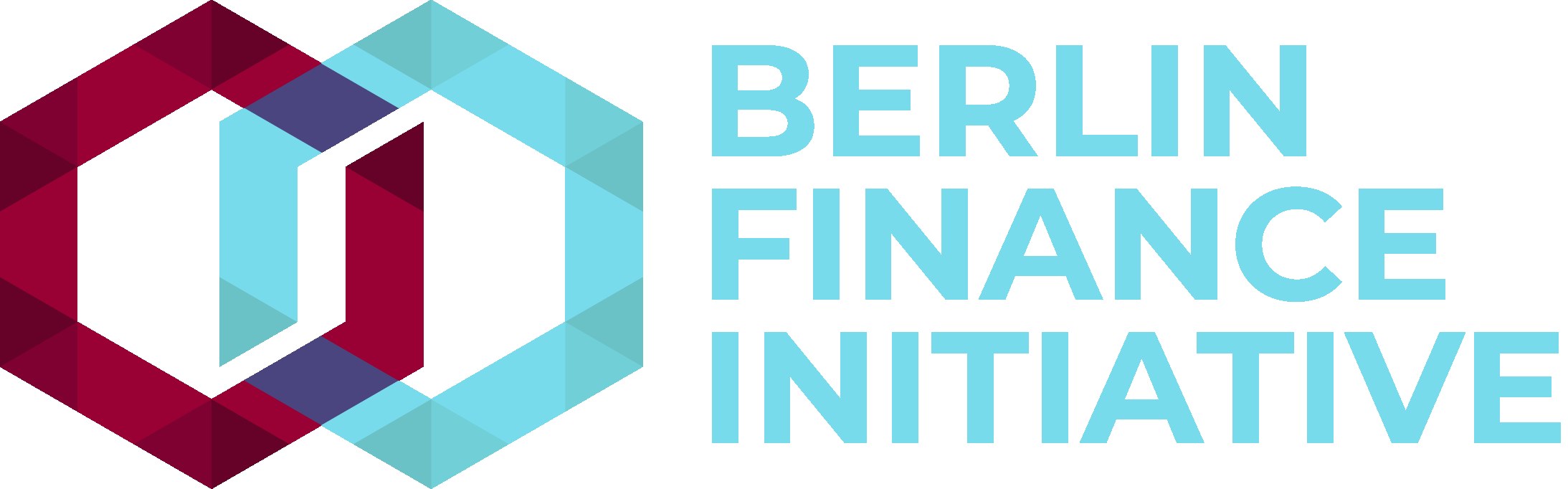 Logo der Berlin Finance Initiative mit einem blauen Kreis mit weißer Umrandung und einem weißen "B" in der Mitte, umgeben von einem weißen Ring mit blau-weißem Karomuster, alles auf einem weißen Hintergrund mit den Worten "Berlin Finance Initiative" in fetter schwarzer Schrift.