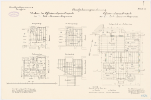 Schwarz-weißer Grundriss des ehemaligen Bundeskanzleramts in der Bundesrepublik Deutschland, der detaillierte Layout- und architektonische Elemente zeigt.