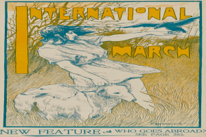 Ein Plakat für den Internationalen März mit einer Frau mit einem menschlichen Gesicht und einem Hund, mit Text, der eventuelle Informationen enthält.